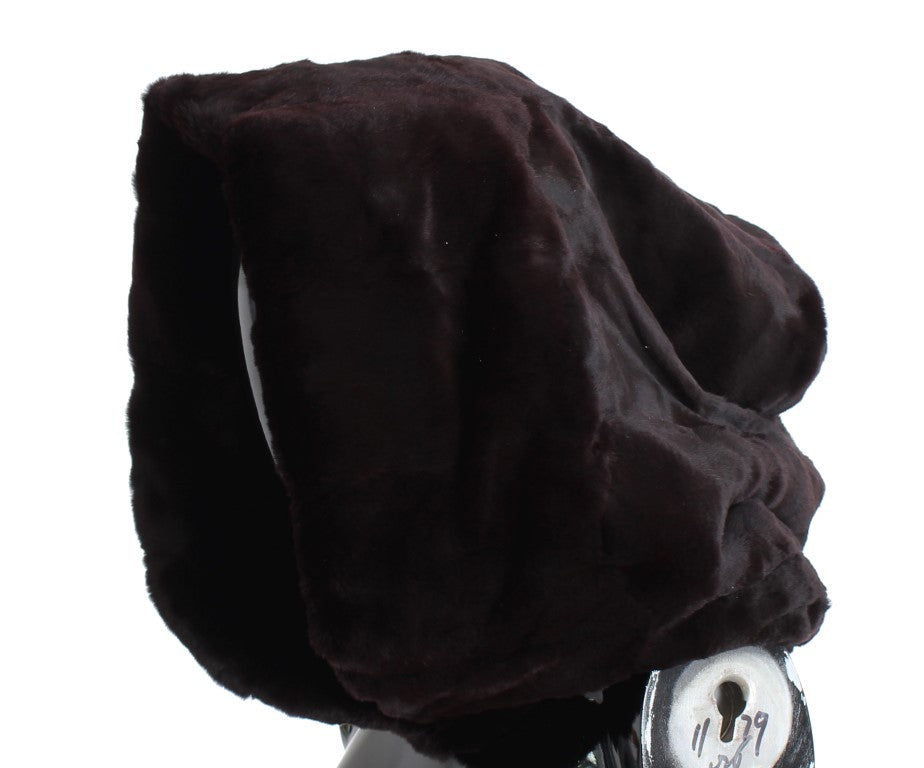 Dolce & Gabbana Chapeau Écharpe Cagoule en Fourrure de Belette Violette au Crochet