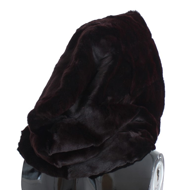 Dolce & Gabbana Chapeau Écharpe Cagoule en Fourrure de Belette Violette au Crochet