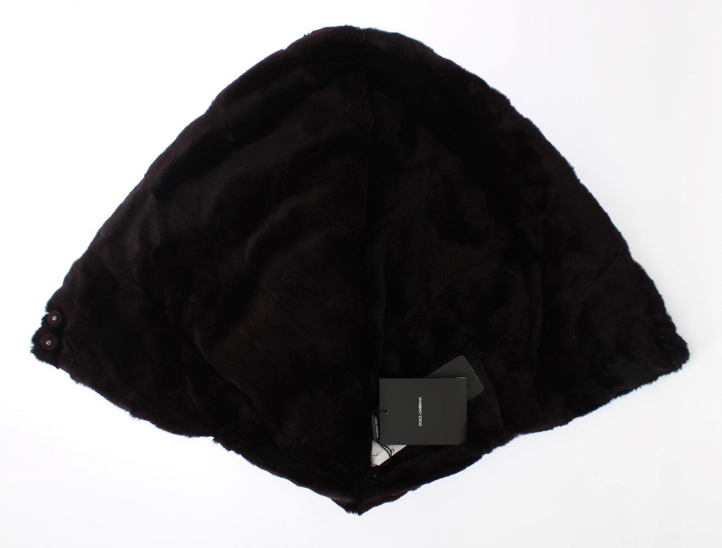 Dolce & Gabbana Chapeau Écharpe Cagoule en Fourrure de Belette Violette au Crochet