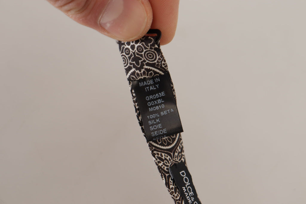 Nœud papillon réglable Dolce & Gabbana noir et blanc 100 % soie