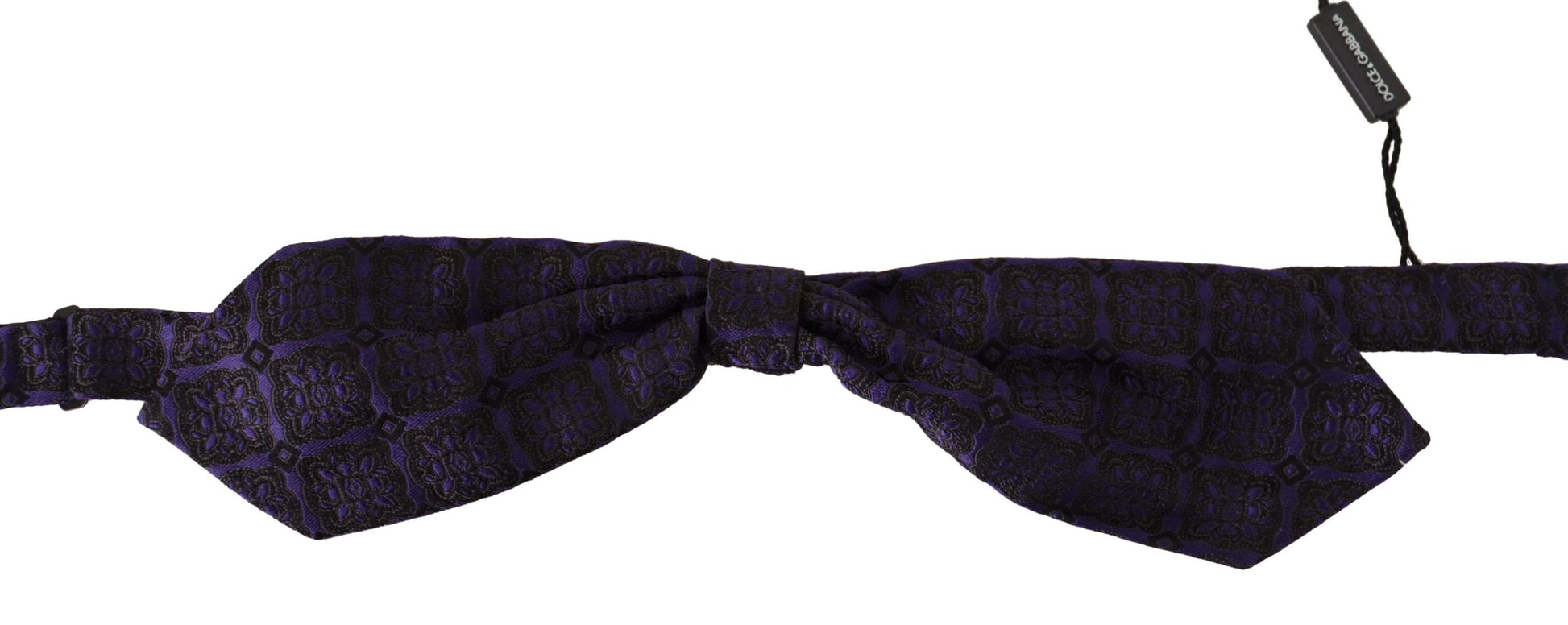Nœud papillon réglable en soie à motif géométrique bleu Dolce & Gabbana