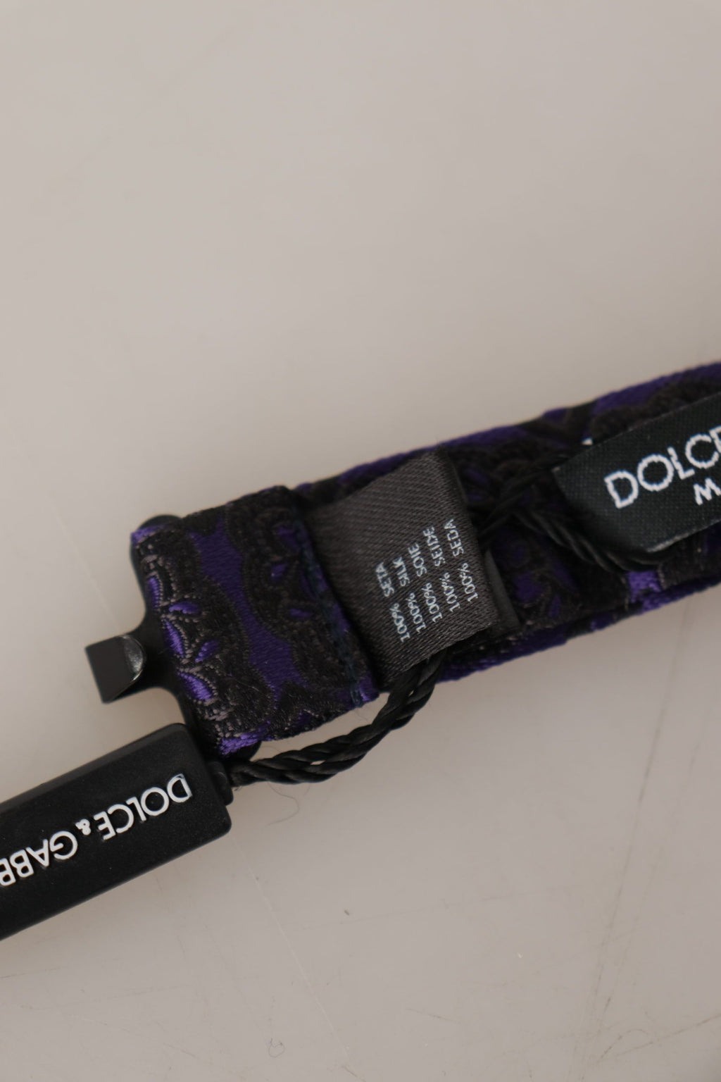 Nœud papillon réglable en soie à motif géométrique bleu Dolce & Gabbana