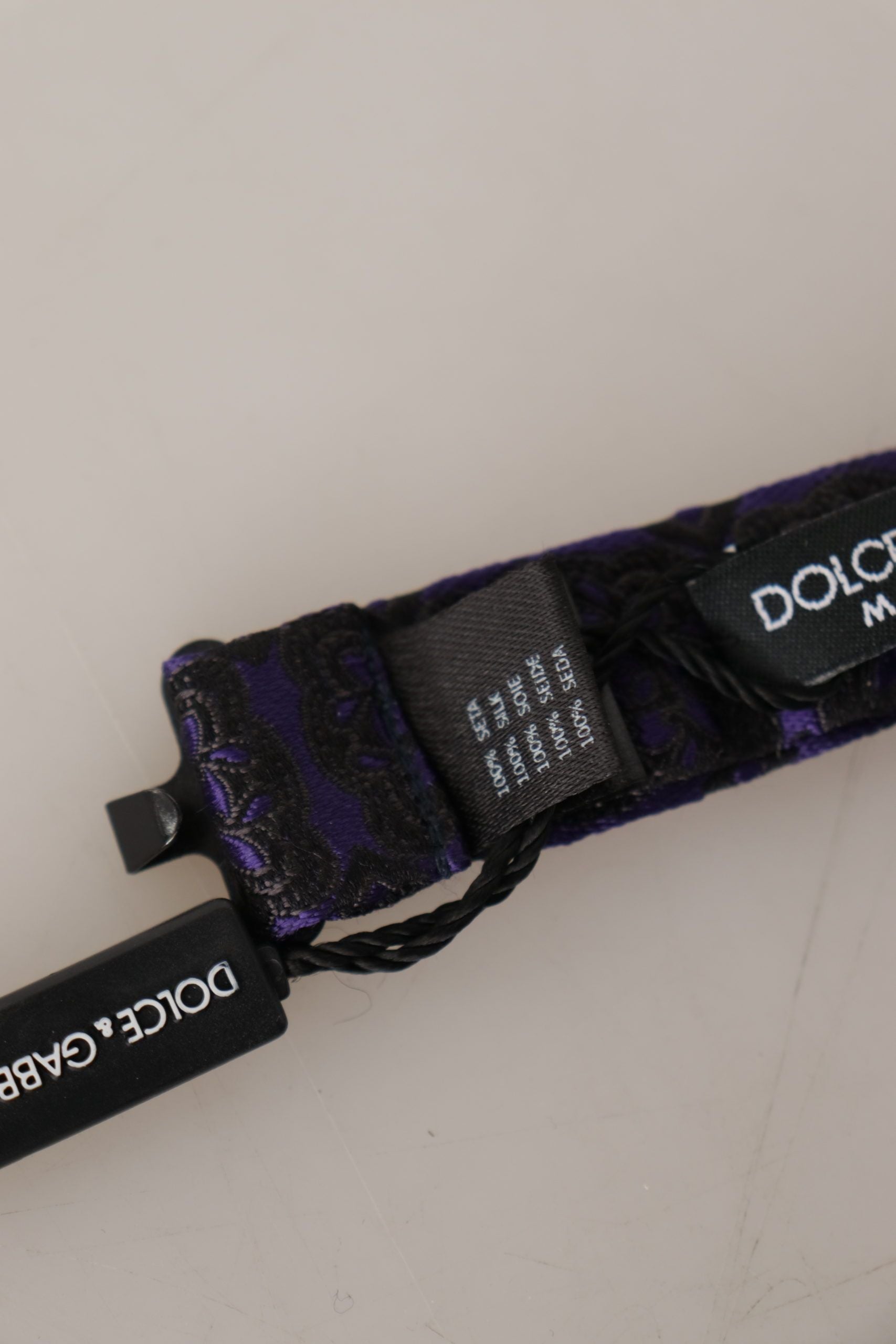 Nœud papillon réglable en soie à motif géométrique bleu Dolce & Gabbana