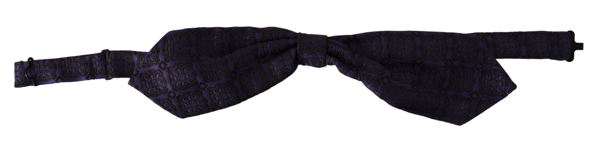 Nœud papillon réglable en soie à motif géométrique bleu Dolce & Gabbana