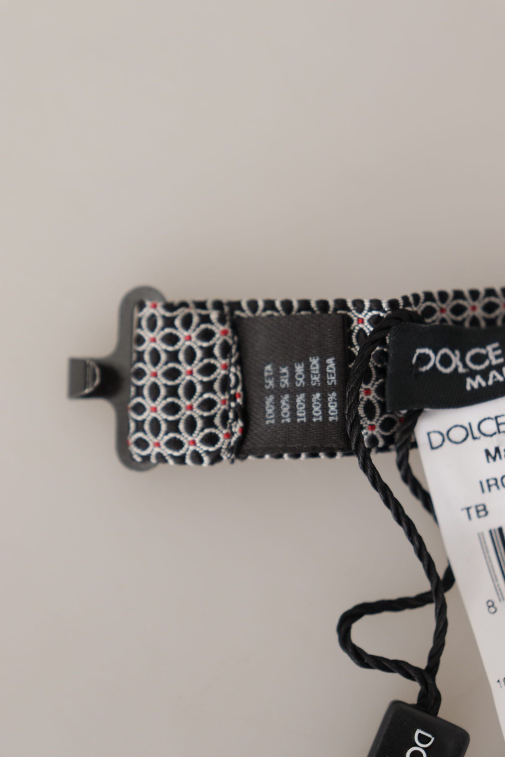 Cravate Nœud Papillon Dolce & Gabbana en Soie à Motif Floral Noir et Blanc