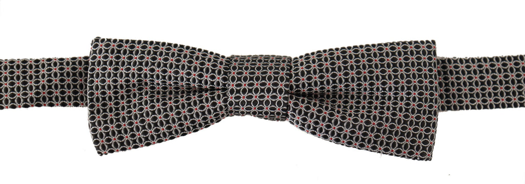 Cravate Nœud Papillon Dolce & Gabbana en Soie à Motif Floral Noir et Blanc
