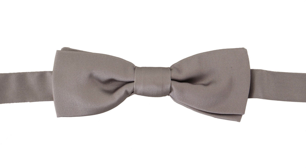Nœud Papillon Mince Ajustable en Soie 100 % Argenté Dolce & Gabbana