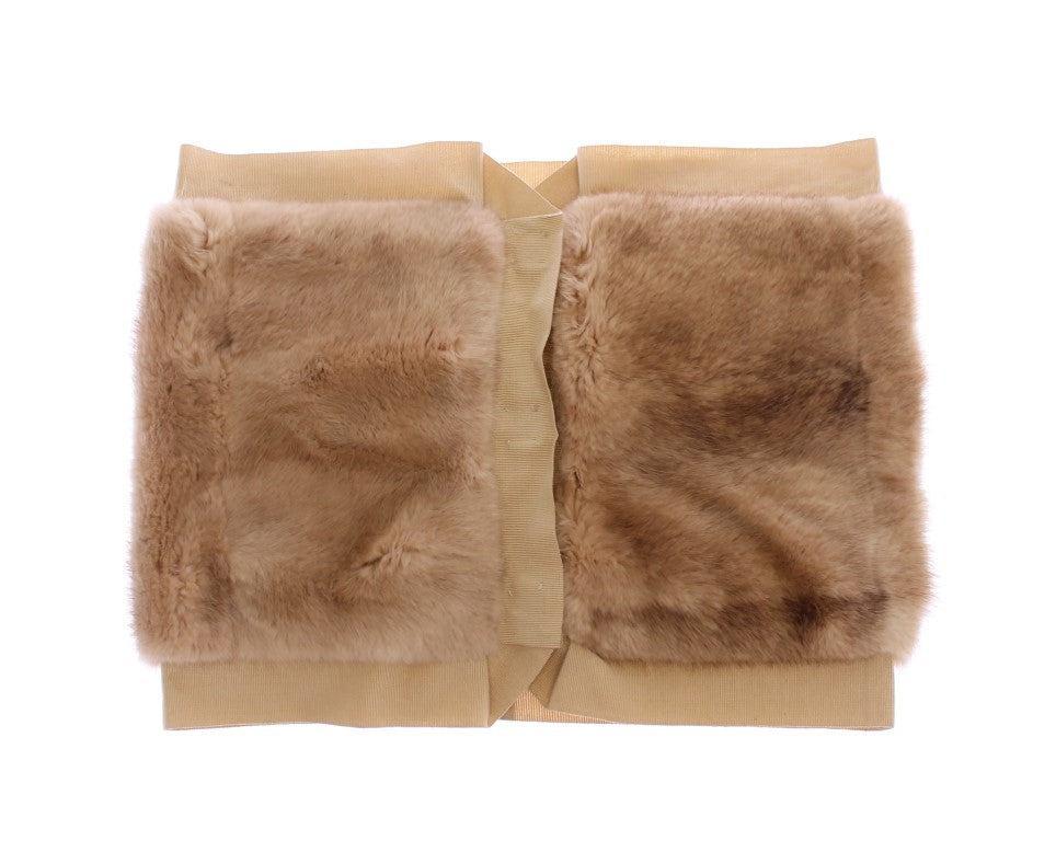 Foulard-col en fourrure de vison beige Dolce & Gabbana