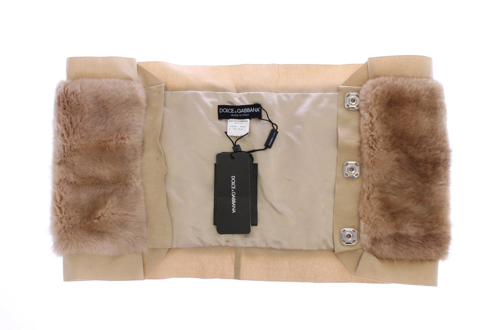 Foulard-col en fourrure de vison beige Dolce & Gabbana