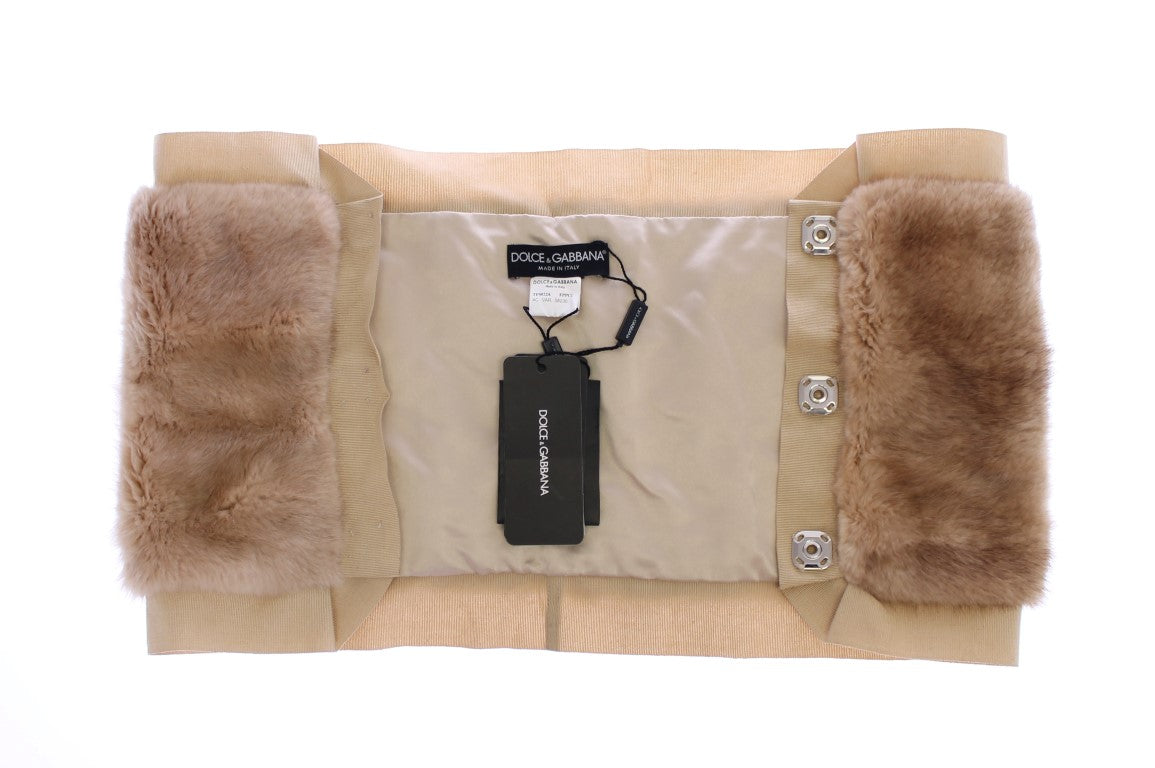 Foulard-col en fourrure de vison beige Dolce & Gabbana