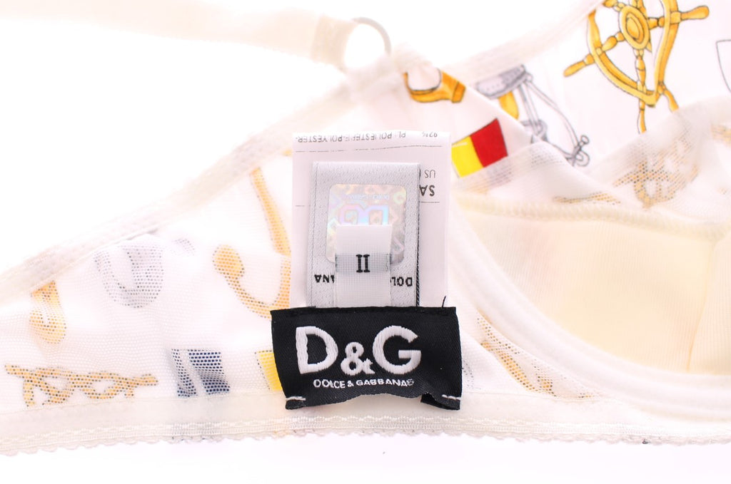 Dolce &amp; Gabbana – Weiße Matrosen-BH-Höschen-Stretch-Unterwäsche