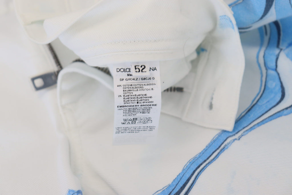 Pantalon skinny stretch en jean de coton blanc et bleu Dolce & Gabbana