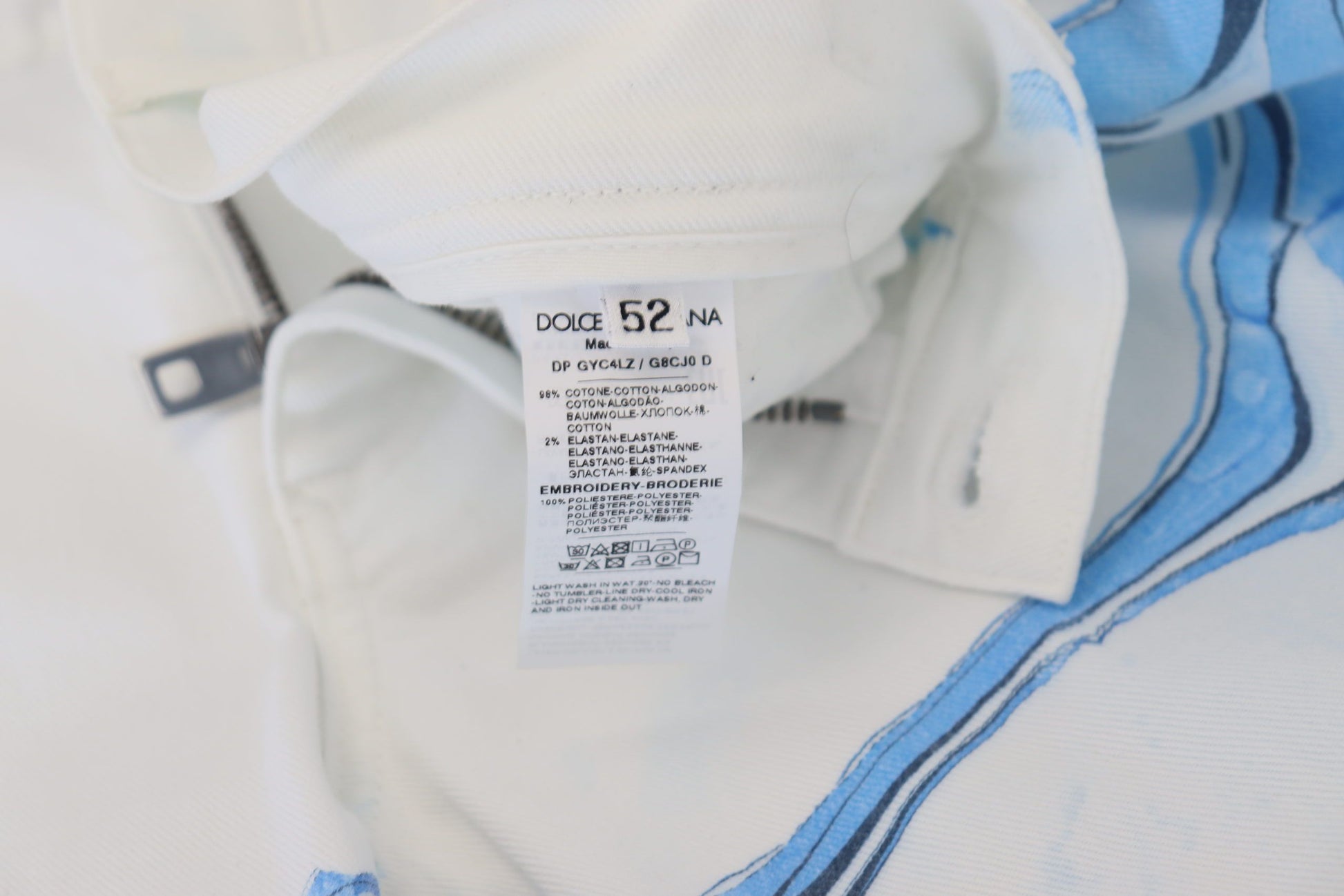 Pantalon skinny stretch en jean de coton blanc et bleu Dolce & Gabbana
