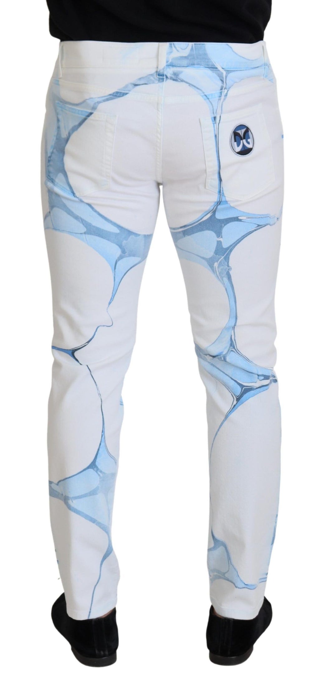 Pantalon skinny stretch en jean de coton blanc et bleu Dolce & Gabbana