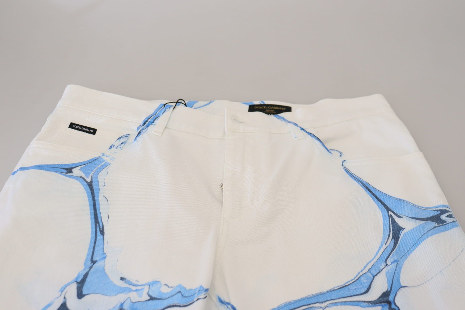 Pantalon skinny stretch en jean de coton blanc et bleu Dolce & Gabbana