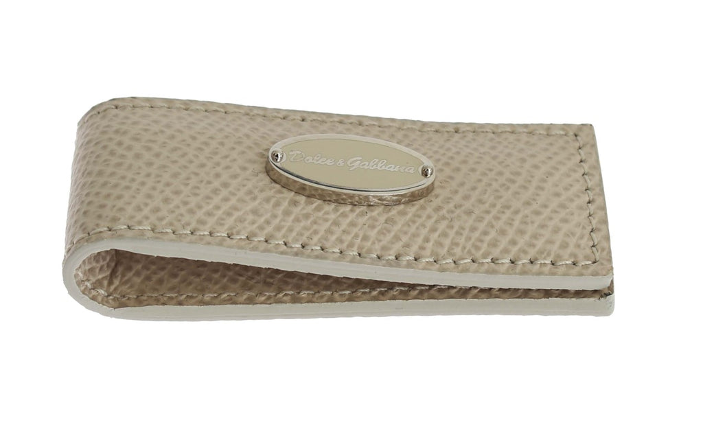 Dolce &amp; Gabbana Beige Leder Magnet Geldklammer