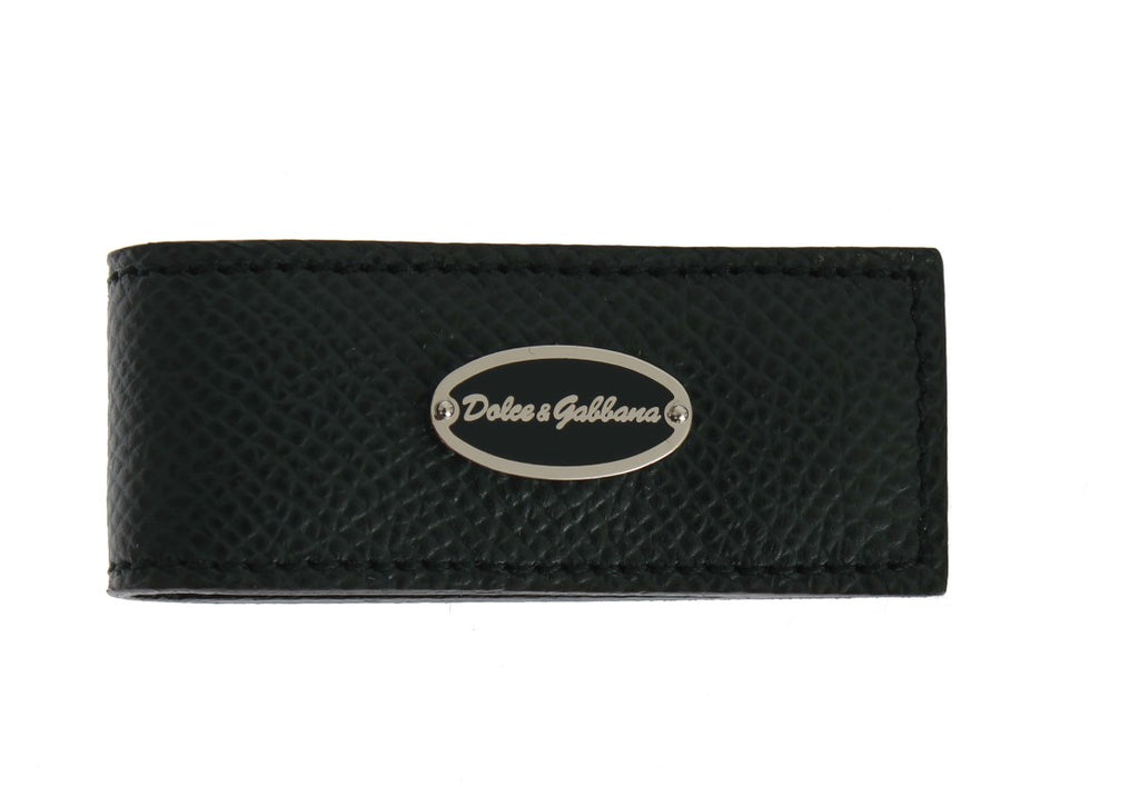 Dolce &amp; Gabbana Grüne Geldklammer aus Leder mit Magnet