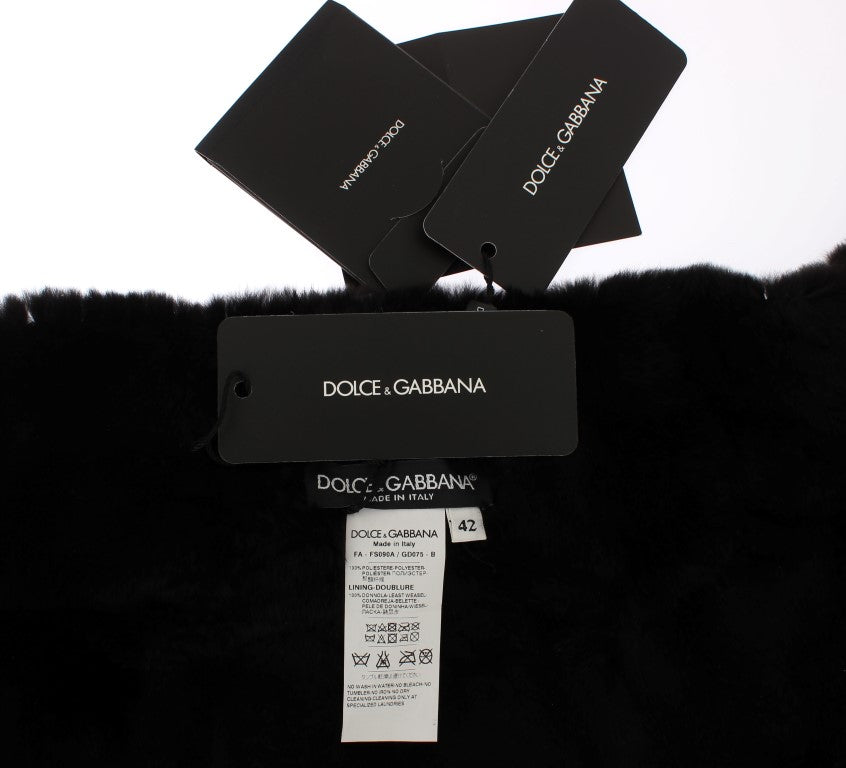 Châle-écharpe Dolce & Gabbana en fourrure de belette argentée à fleurs et sequins