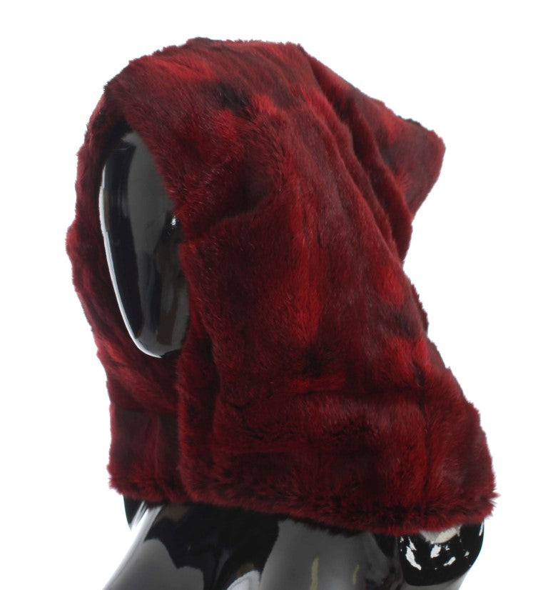Cache-nez cagoule en fourrure de hamster au crochet Bordeaux Dolce & Gabbana
