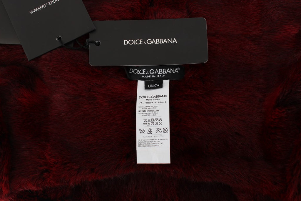 Cache-nez cagoule en fourrure de hamster au crochet Bordeaux Dolce & Gabbana