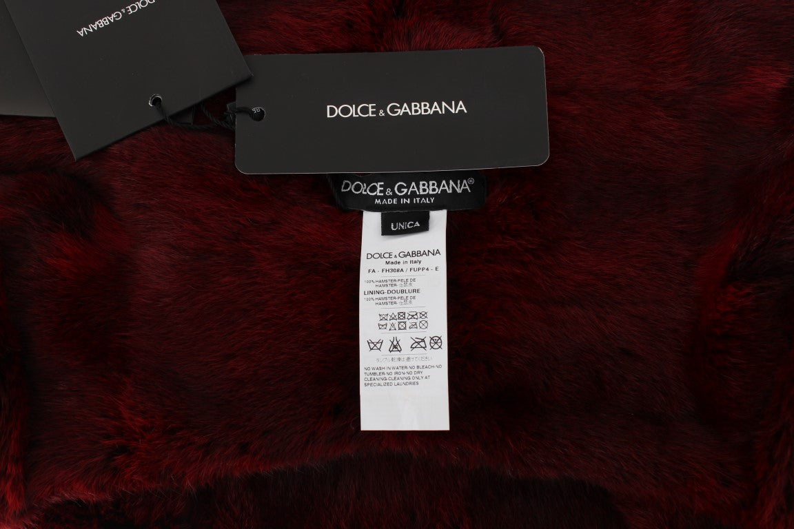 Cache-nez cagoule en fourrure de hamster au crochet Bordeaux Dolce & Gabbana