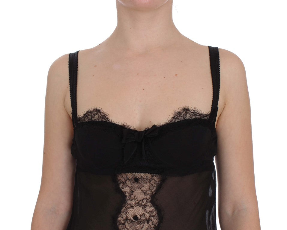 Top de lingerie Dolce & Gabbana en soie noire et dentelle florale