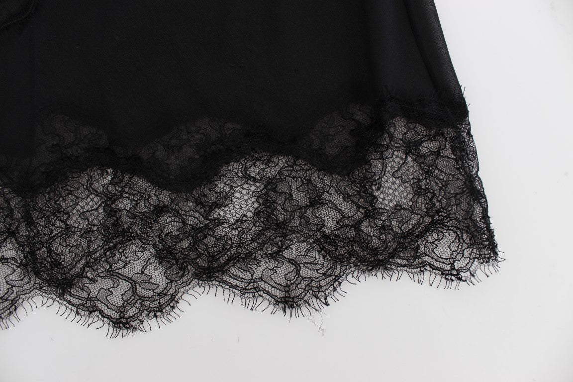 Top de lingerie Dolce & Gabbana en soie noire et dentelle florale