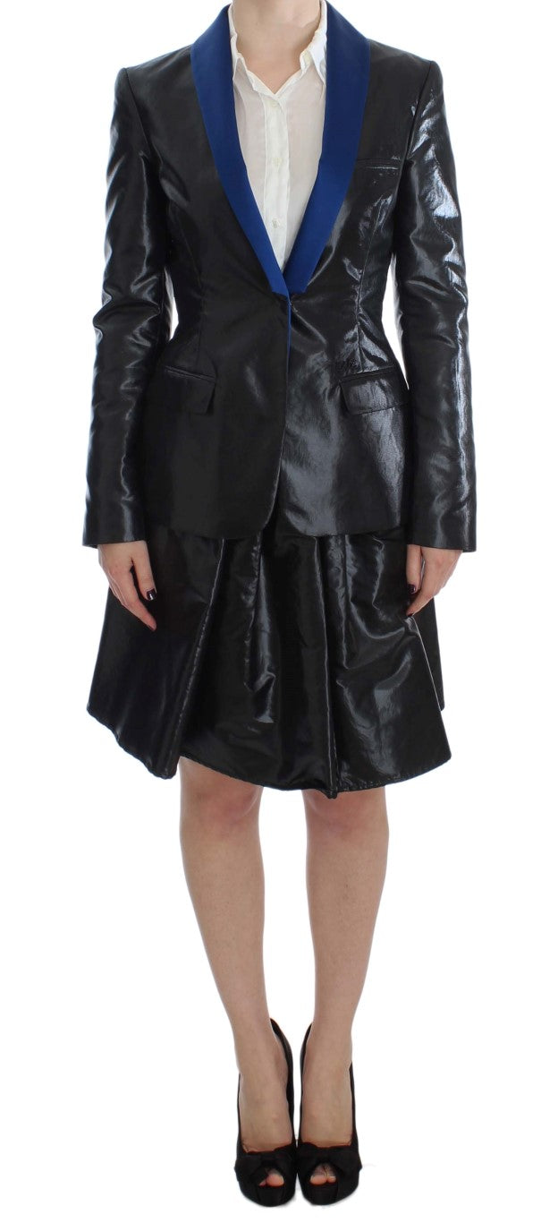 Exte Schwarz Blau Zweiteiliger Anzug Rock &amp; Blazer