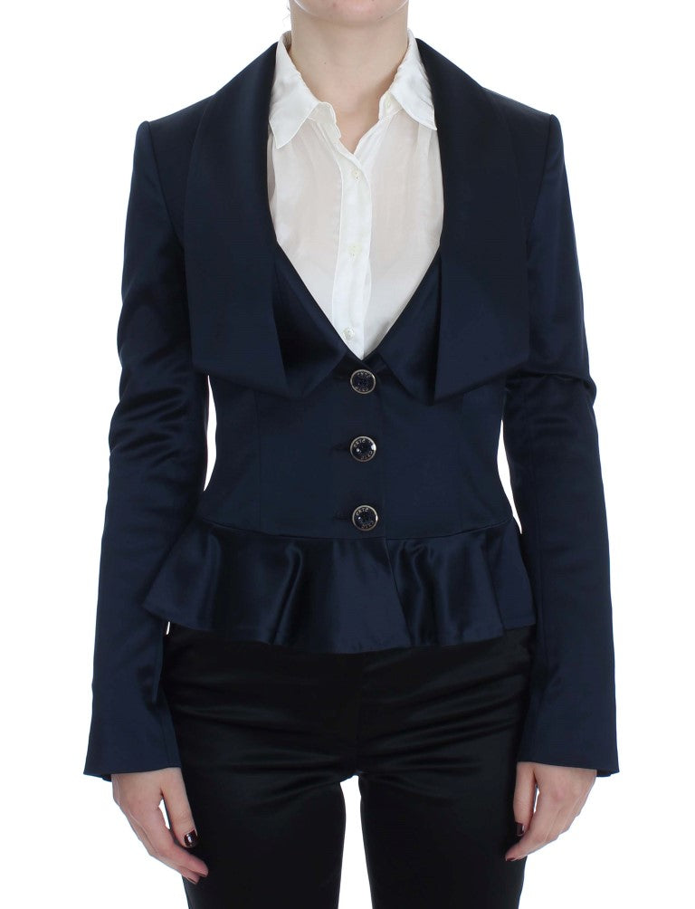 Exte – Blaue, einreihige Blazerjacke mit drei Knöpfen