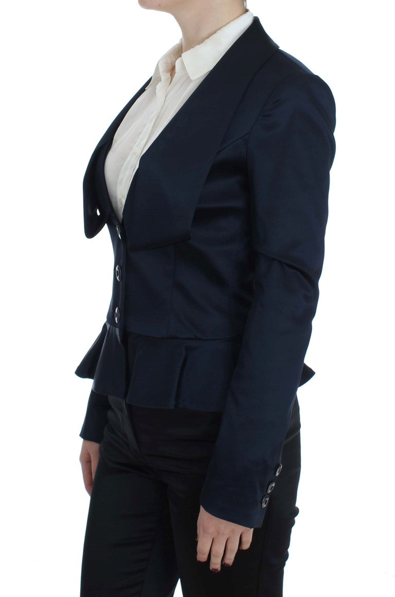 Exte – Blaue, einreihige Blazerjacke mit drei Knöpfen