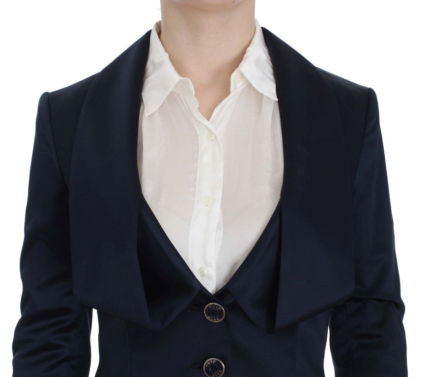 Exte – Blaue, einreihige Blazerjacke mit drei Knöpfen