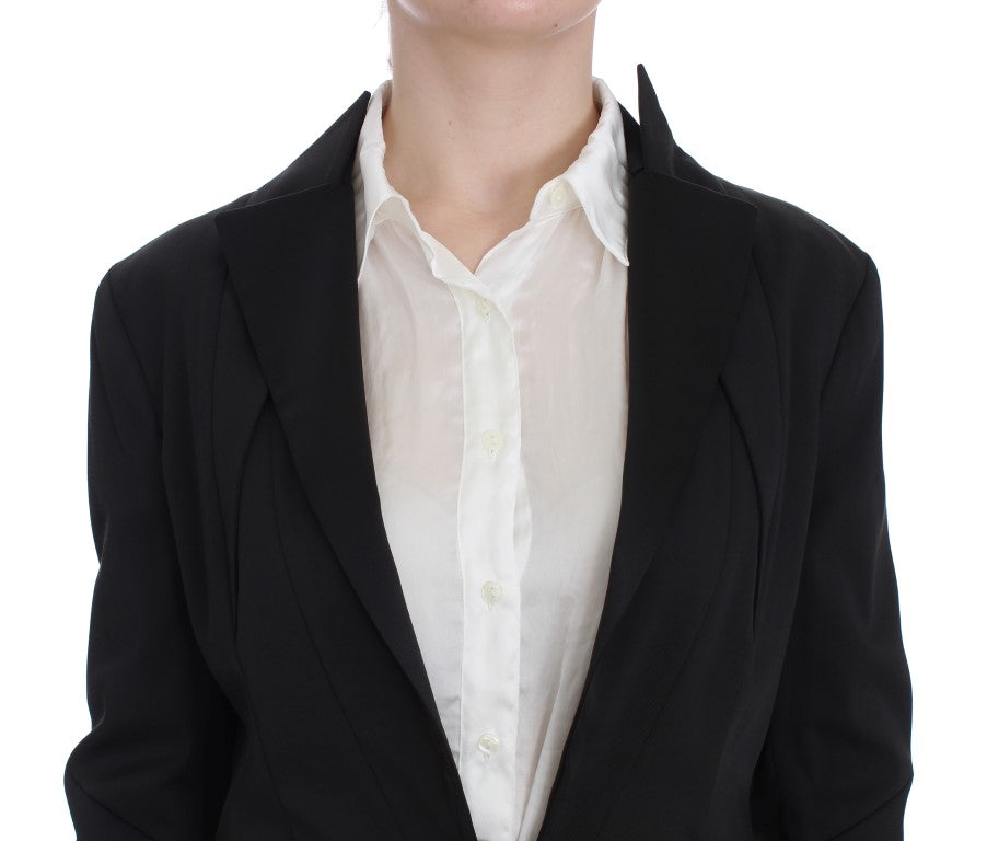 Exte – Schwarze, einreihige Stretch-Blazerjacke