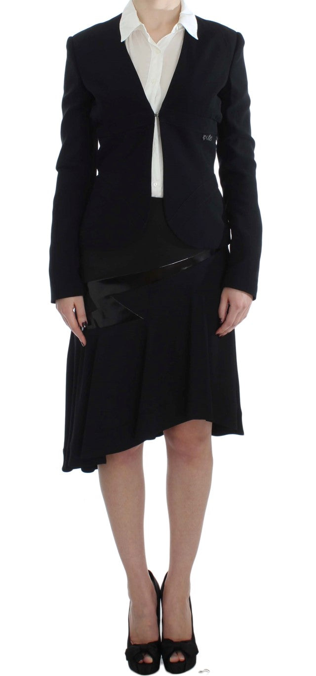 Exte Schwarz Blau Zweiteiliger Anzug Rock &amp; Blazer