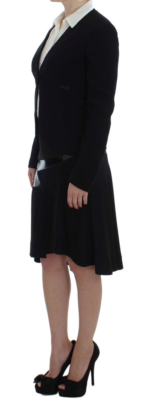 Exte Schwarz Blau Zweiteiliger Anzug Rock &amp; Blazer