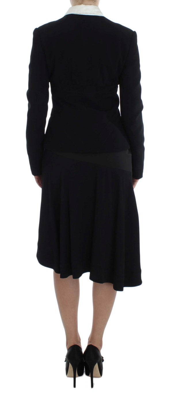 Exte Schwarz Blau Zweiteiliger Anzug Rock &amp; Blazer