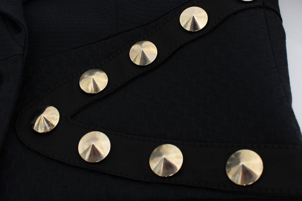 Exte – Schwarze Blazerjacke aus Baumwollstretch mit goldenen Nieten