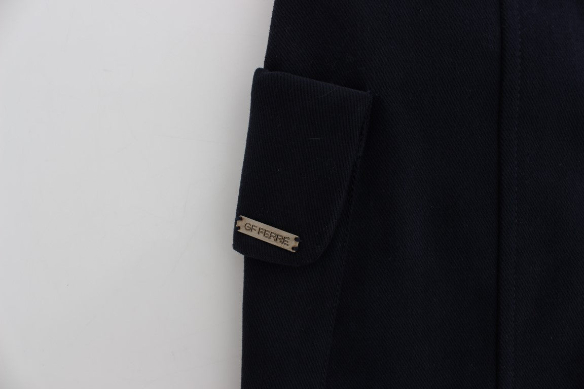 Mini-jupe en jean de coton bleu GF Ferre