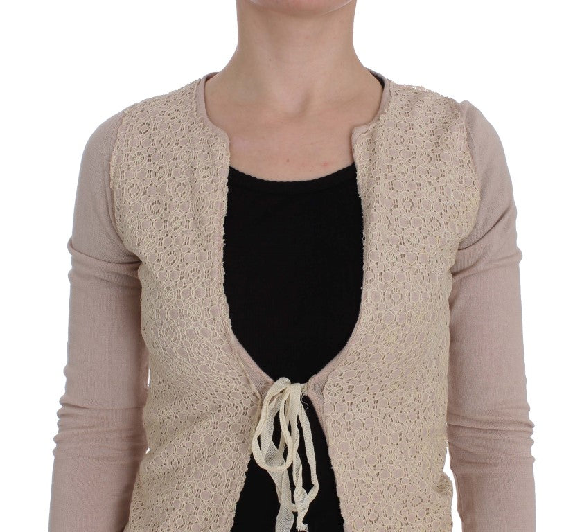 PINK MEMORIES Pink Floral Lace Wrap Sweater