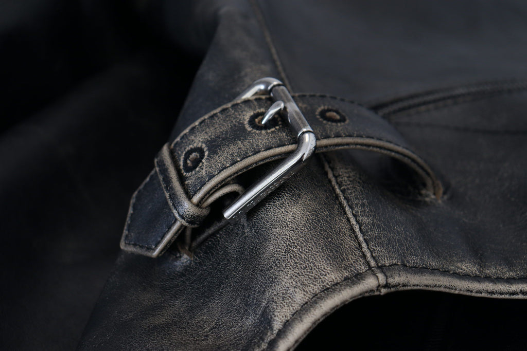 Dolce & Gabbana Schwarze Leder Bikerjacke mit Reißverschluss