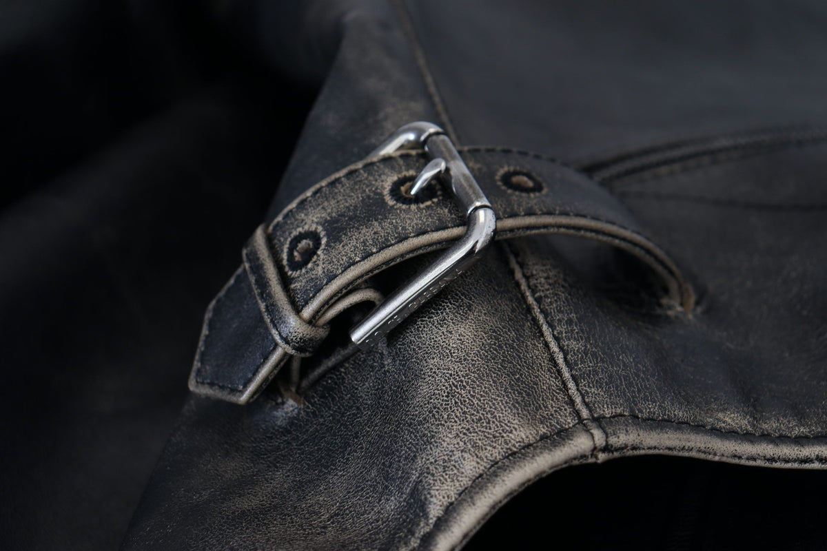 Dolce & Gabbana Schwarze Leder Bikerjacke mit Reißverschluss