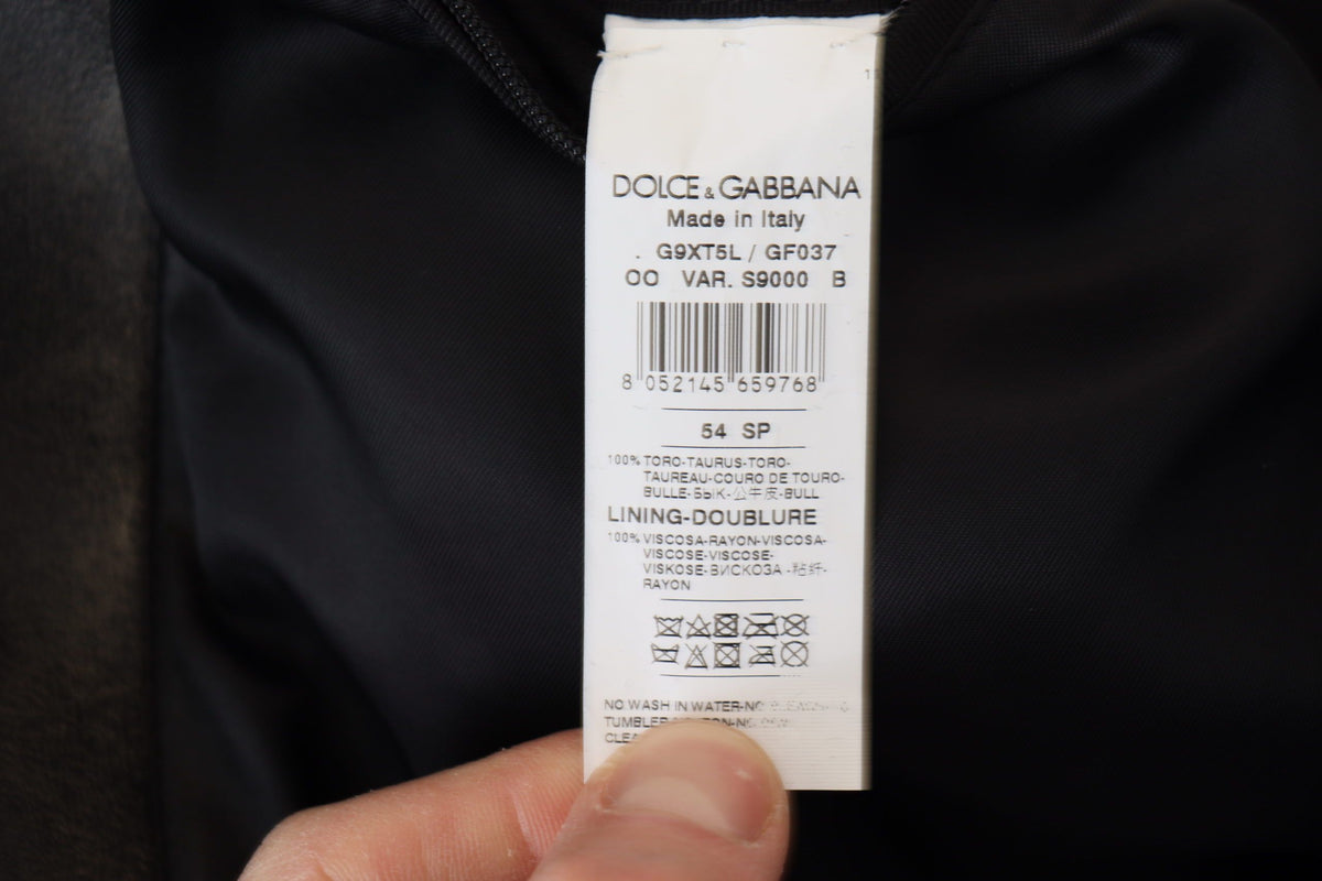 Dolce & Gabbana Schwarze Leder Bikerjacke mit Reißverschluss