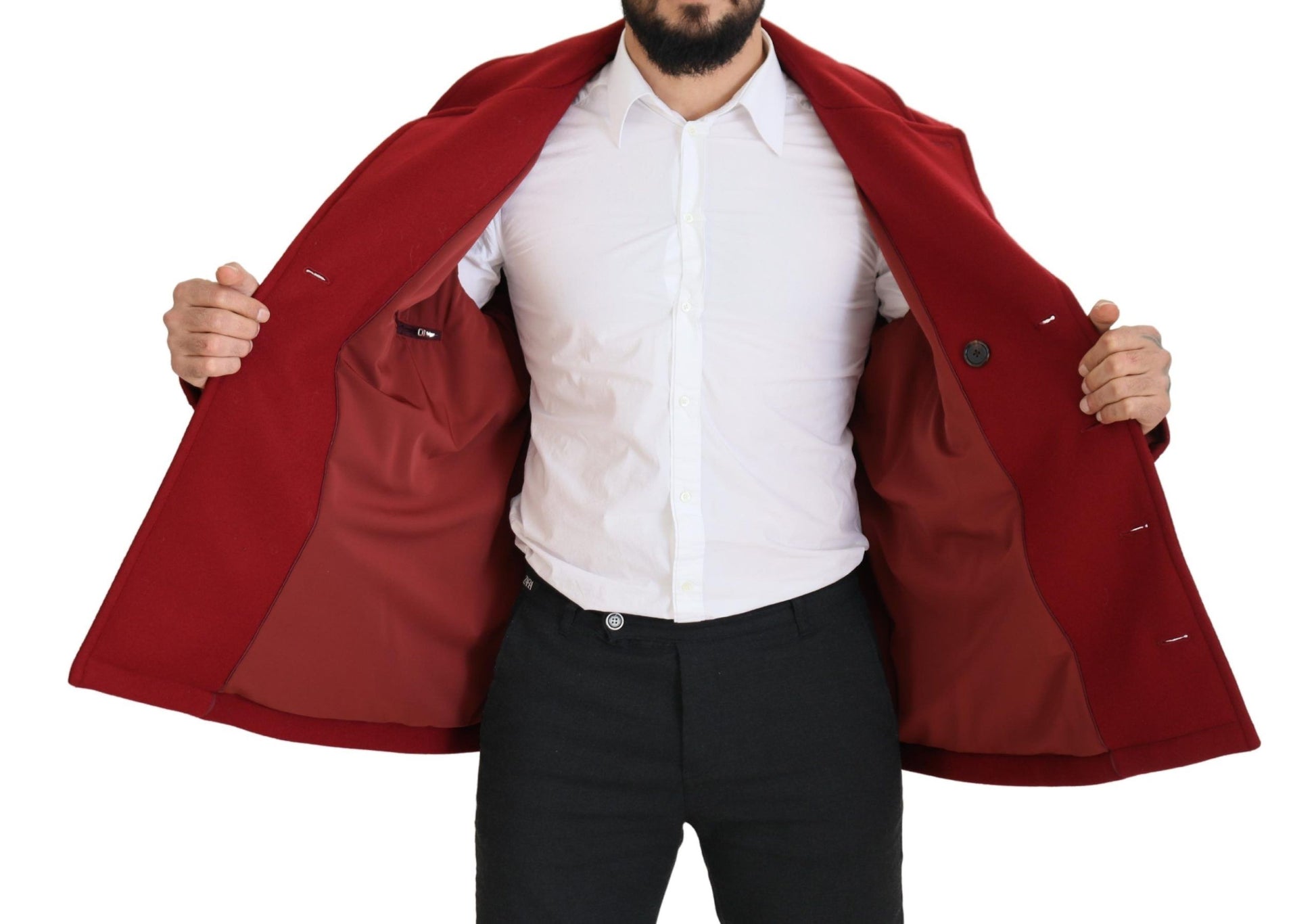 Manteau croisé en laine rouge Dolce & Gabbana