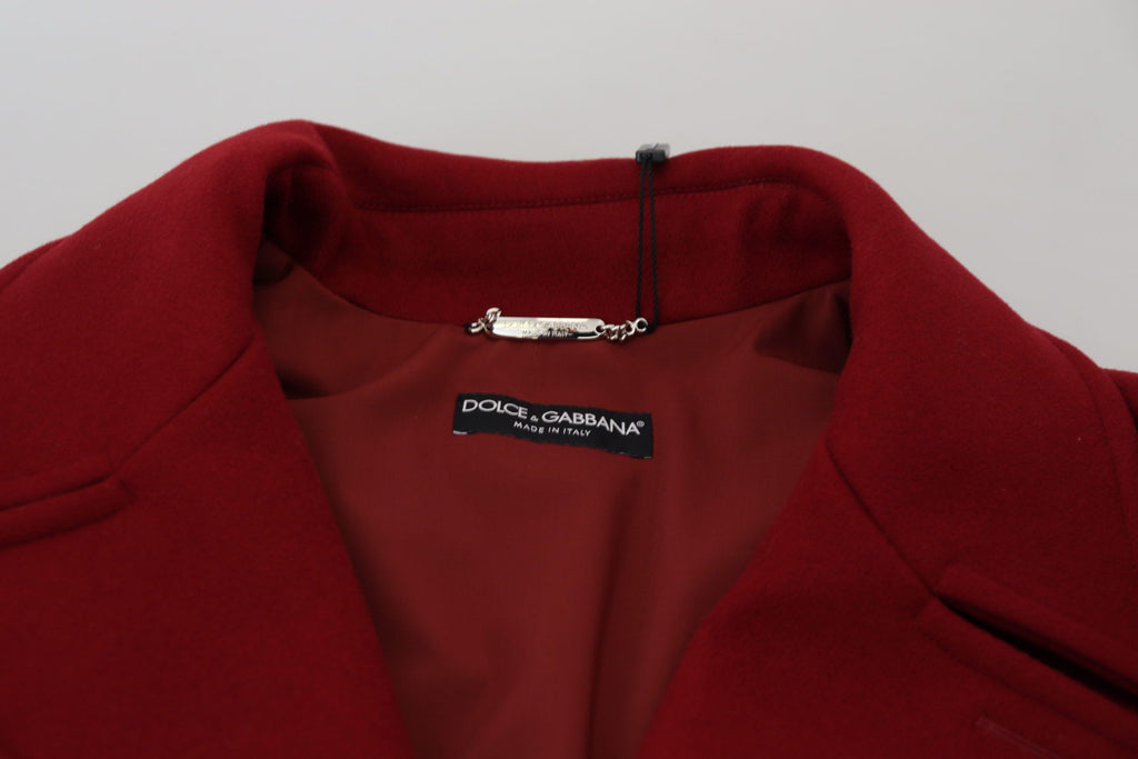 Manteau croisé en laine rouge Dolce & Gabbana