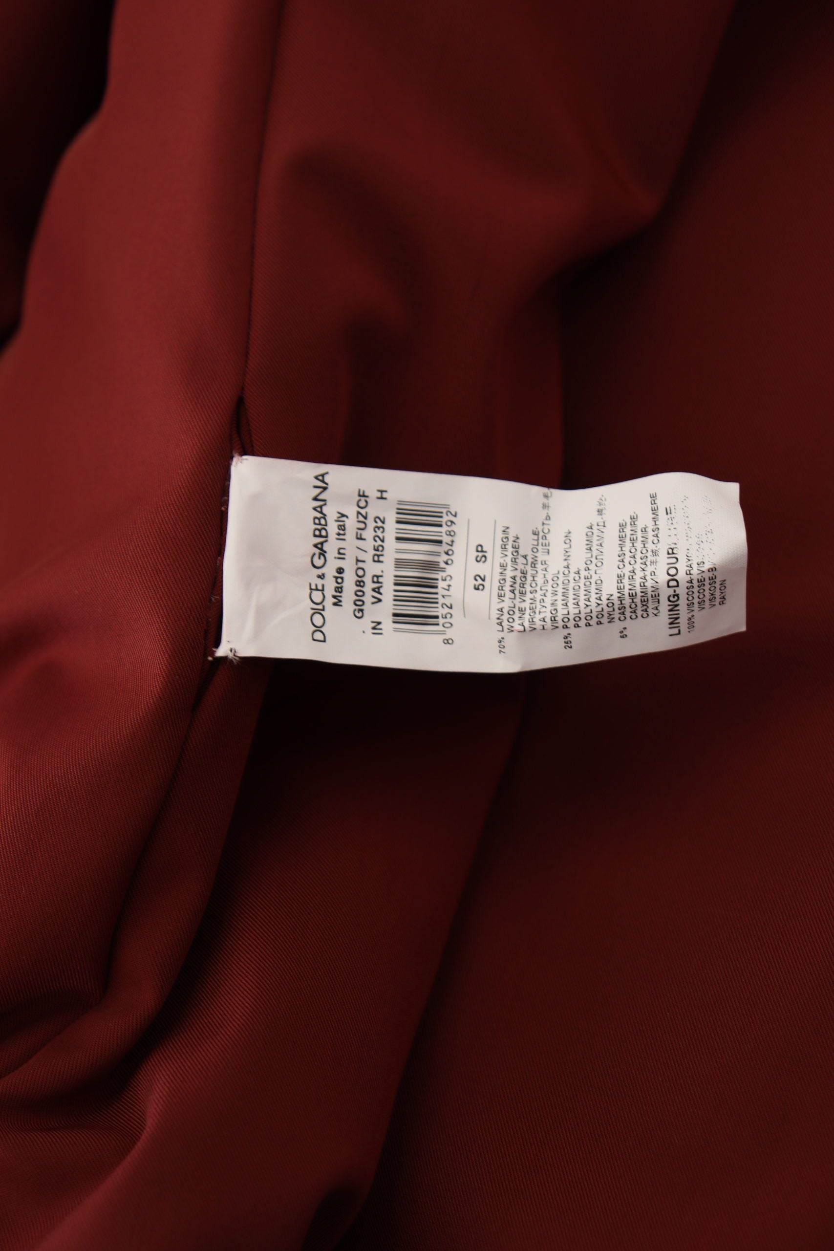 Manteau croisé en laine rouge Dolce & Gabbana
