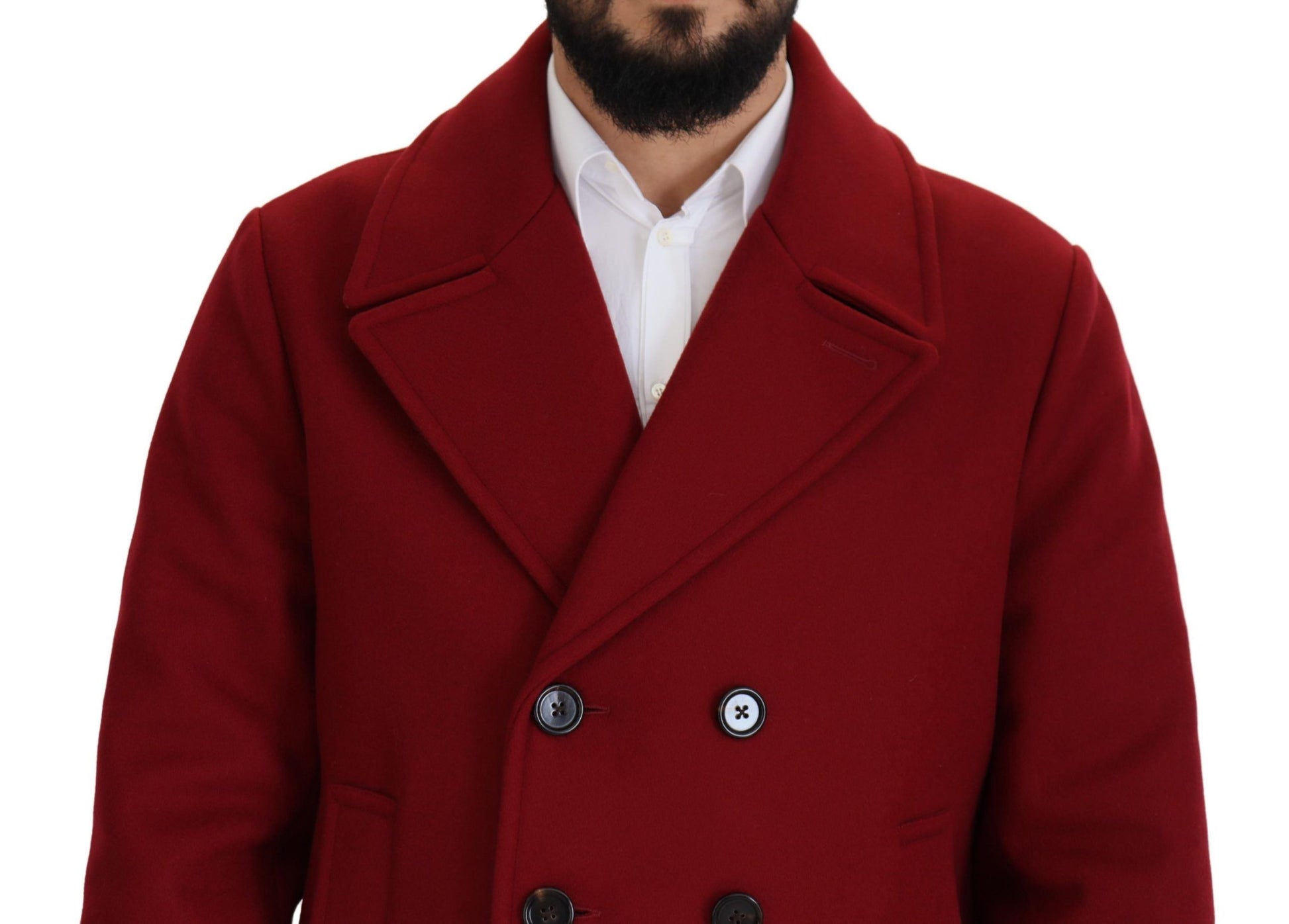 Manteau croisé en laine rouge Dolce & Gabbana