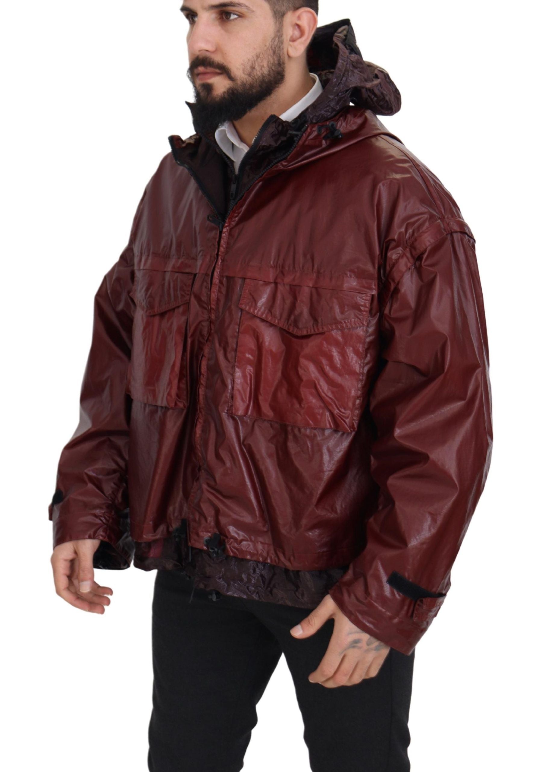 Veste Dolce & Gabbana en coton bordeaux à capuche entièrement zippée