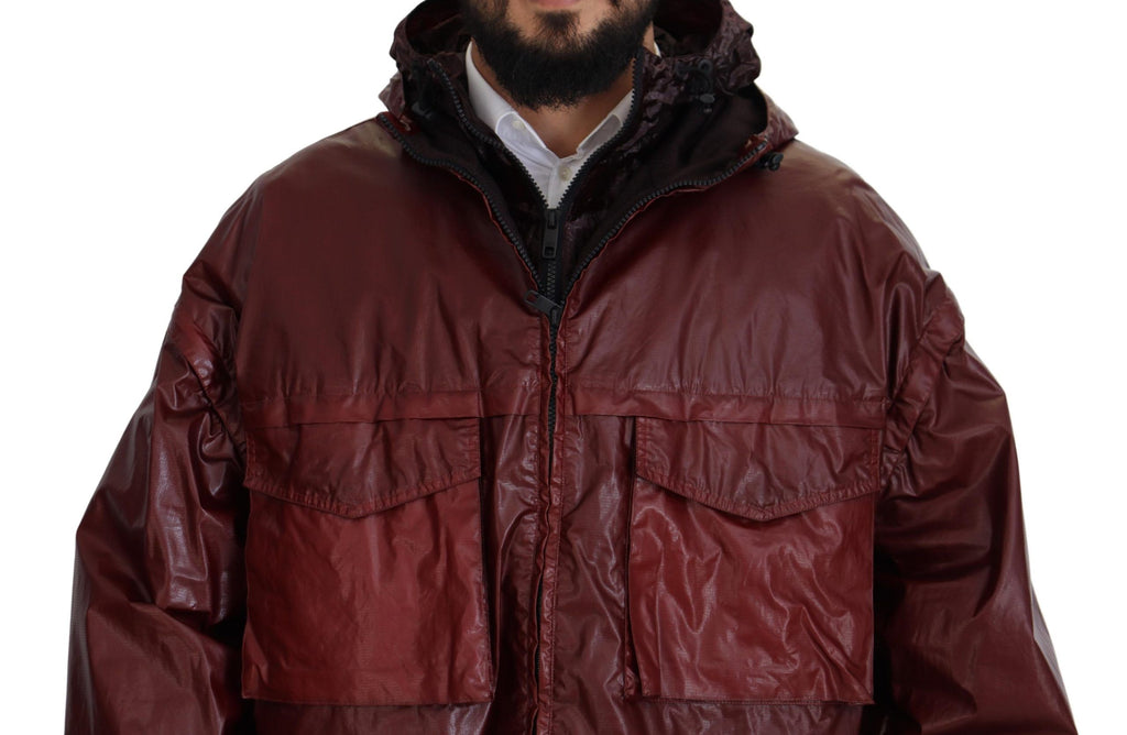 Veste Dolce & Gabbana en coton bordeaux à capuche entièrement zippée