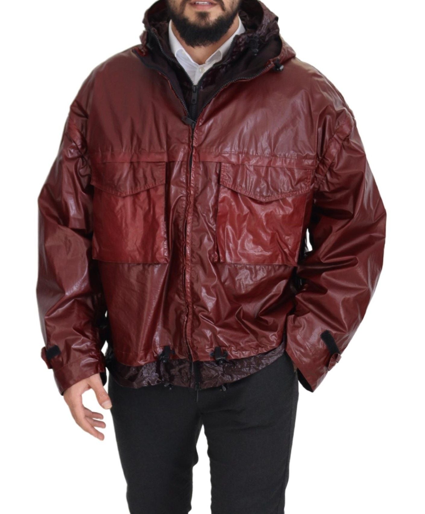 Veste Dolce & Gabbana en coton bordeaux à capuche entièrement zippée