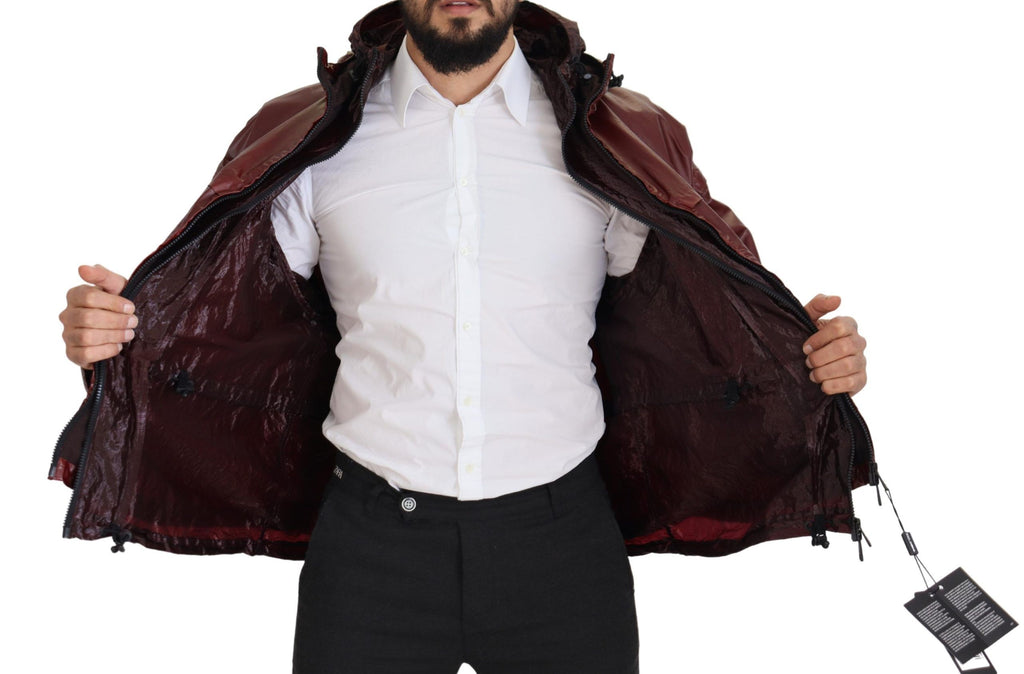 Veste Dolce & Gabbana en coton bordeaux à capuche entièrement zippée