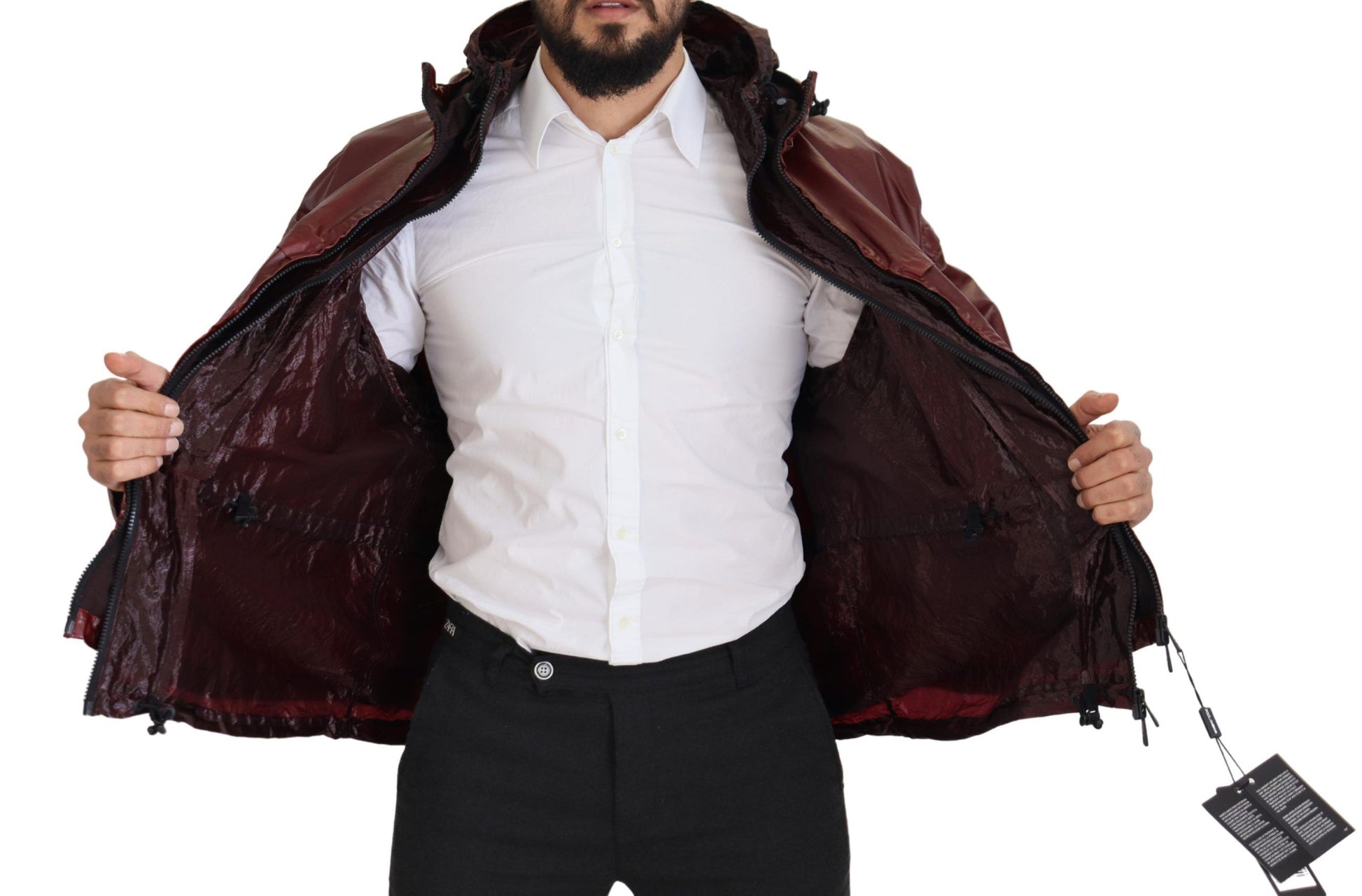 Veste Dolce & Gabbana en coton bordeaux à capuche entièrement zippée